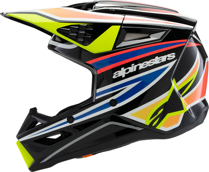 ALPINESTARS Youth SM3 Helmet - Wurx - Gloss Black/Yellow Fluo/Blue/Red Large 8302025-1574-YL