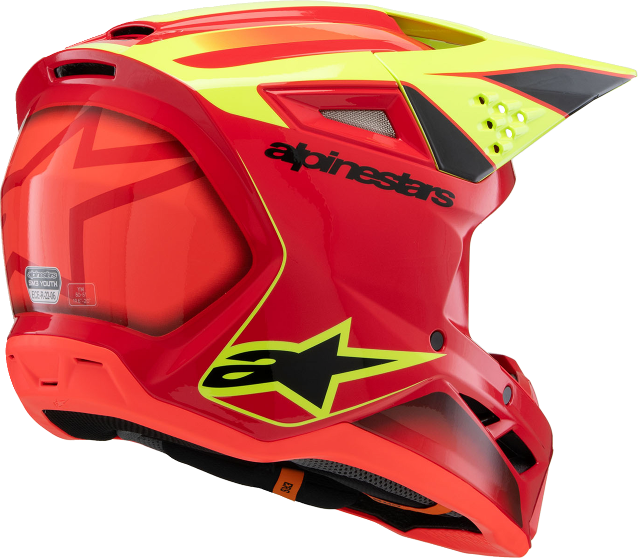 ALPINESTARS Youth SM3 Helmet - Fray - Gloss Red/Yellow Fluo/Black - Medium 8301625-3051-YM