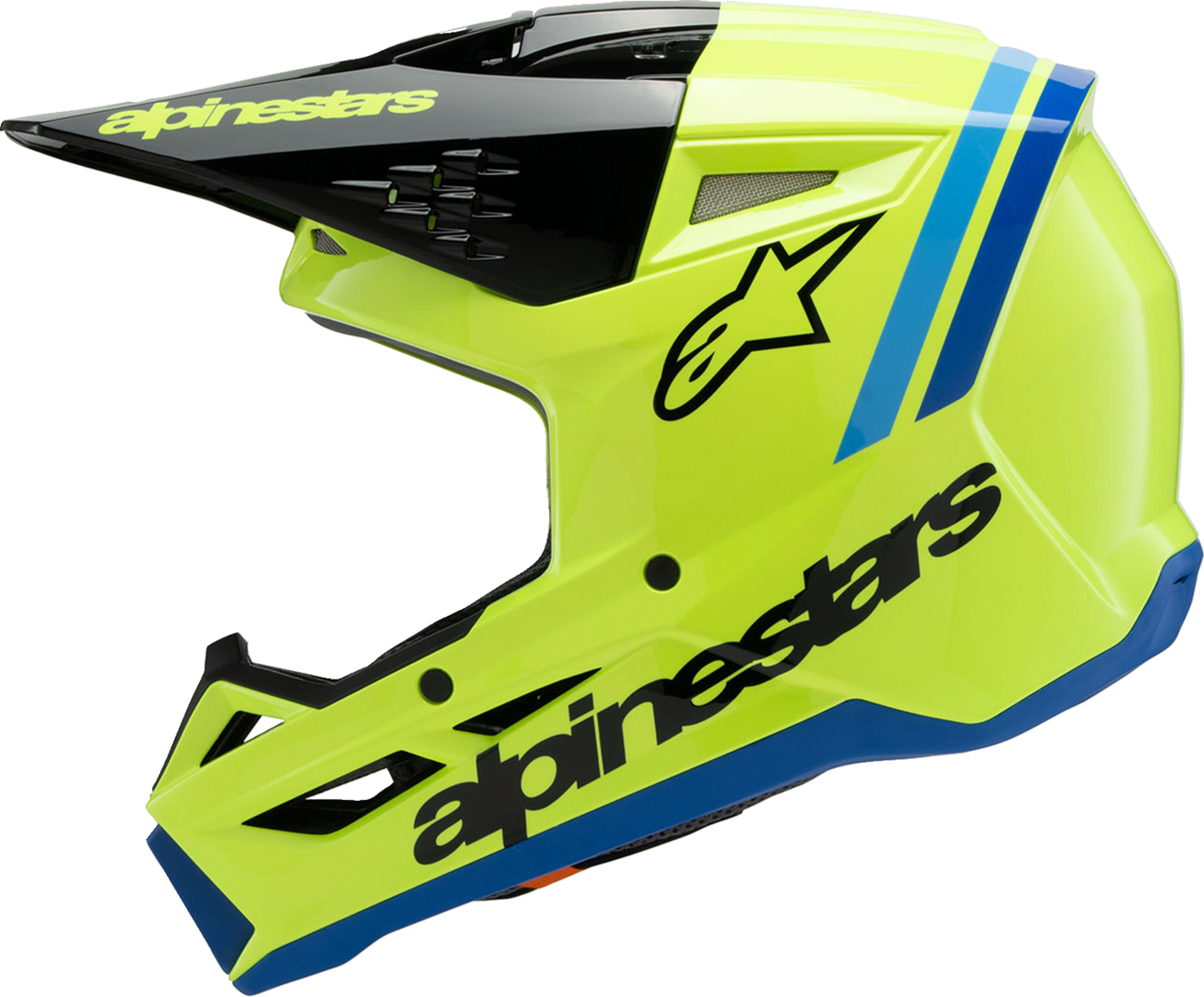 ALPINESTARS Youth SM3 Helmet - Radium - Gloss Yellow Fluo/Black/Blue - Large 8301825-5017-YL