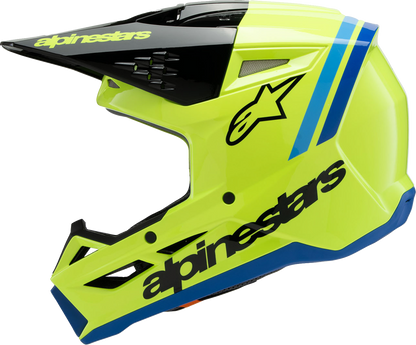 ALPINESTARS Youth SM3 Helmet - Radium - Gloss Yellow Fluo/Black/Blue - Large 8301825-5017-YL