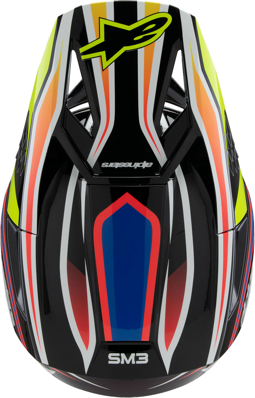 ALPINESTARS Youth SM3 Helmet - Wurx - Gloss Black/Yellow Fluo/Blue/Red Large 8302025-1574-YL