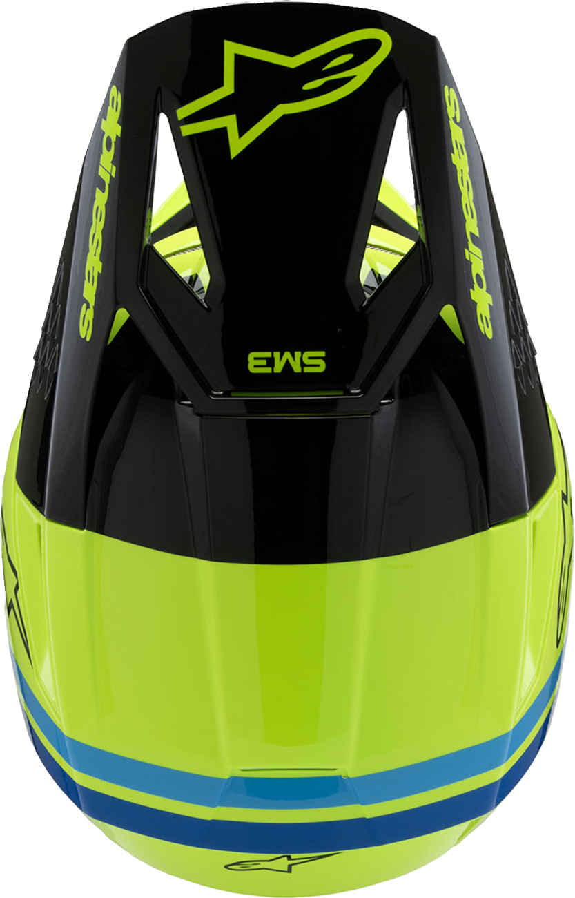 ALPINESTARS Youth SM3 Helmet - Radium - Gloss Yellow Fluo/Black/Blue - Large 8301825-5017-YL