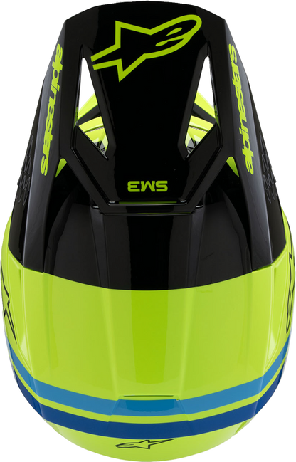 ALPINESTARS Youth SM3 Helmet - Radium - Gloss Yellow Fluo/Black/Blue - Large 8301825-5017-YL