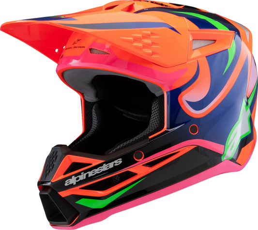 ALPINESTARS Youth SM3 Helmet - Deegan - Gloss Orange Fluo/Purple/Pink Fluo - Small 8301425-433-YS