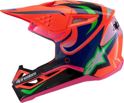 ALPINESTARS Youth SM3 Helmet - Deegan - Gloss Orange Fluo/Purple/Pink Fluo - Small 8301425-433-YS
