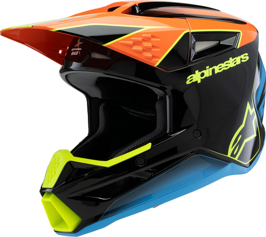 ALPINESTARS Youth SM3 Helmet - Fray - Gloss Black/Orange/Yellow Fluo- Large 8301625-1455-YL