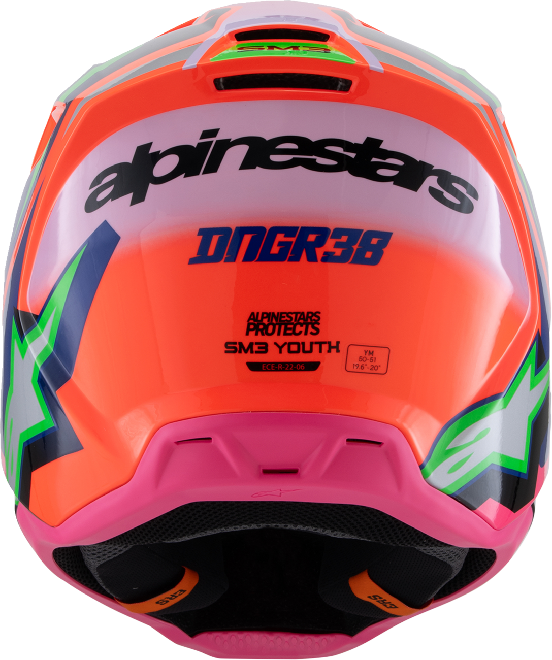 ALPINESTARS Youth SM3 Helmet - Deegan - Gloss Orange Fluo/Purple/Pink Fluo - Small 8301425-433-YS