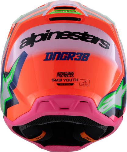 ALPINESTARS Youth SM3 Helmet - Deegan - Gloss Orange Fluo/Purple/Pink Fluo - Small 8301425-433-YS