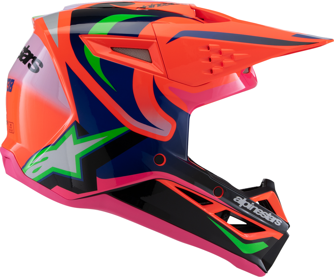 ALPINESTARS Youth SM3 Helmet - Deegan - Gloss Orange Fluo/Purple/Pink Fluo - Small 8301425-433-YS
