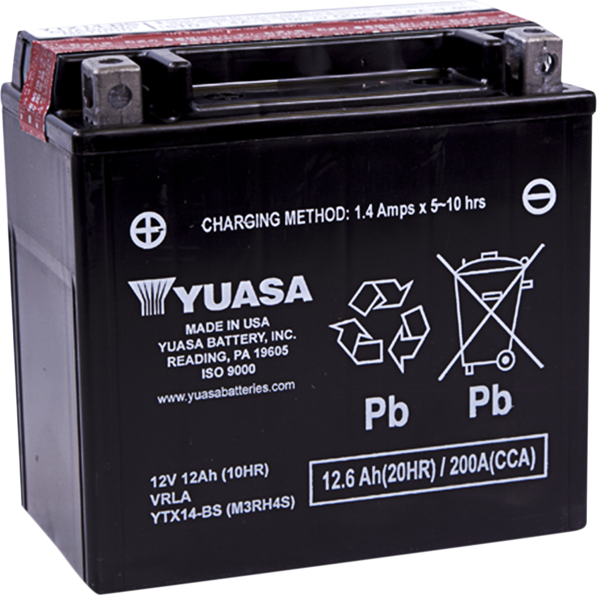 YUASA AGM Battery - YTX14-BS .69 L YUAM3RH4S