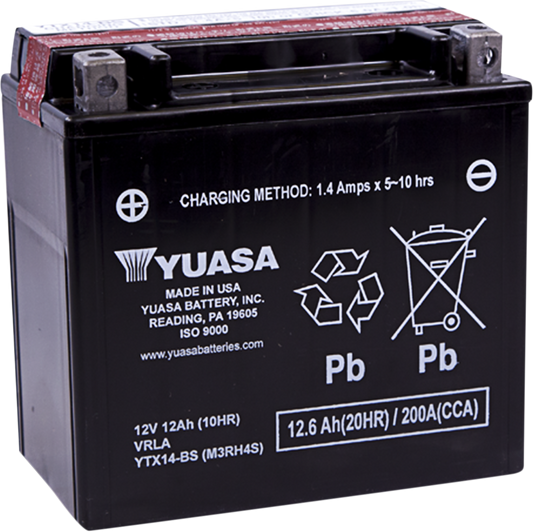 YUASA AGM Battery - YTX14-BS .69 L YUAM3RH4S