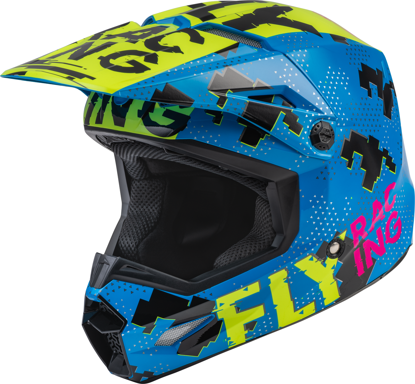 Youth Kinetic Scan Helmet Blue/Hi Vis/Pink Ys