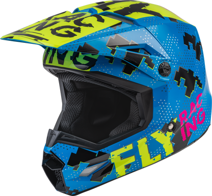 Youth Kinetic Scan Helmet Blue/Hi Vis/Pink Ys