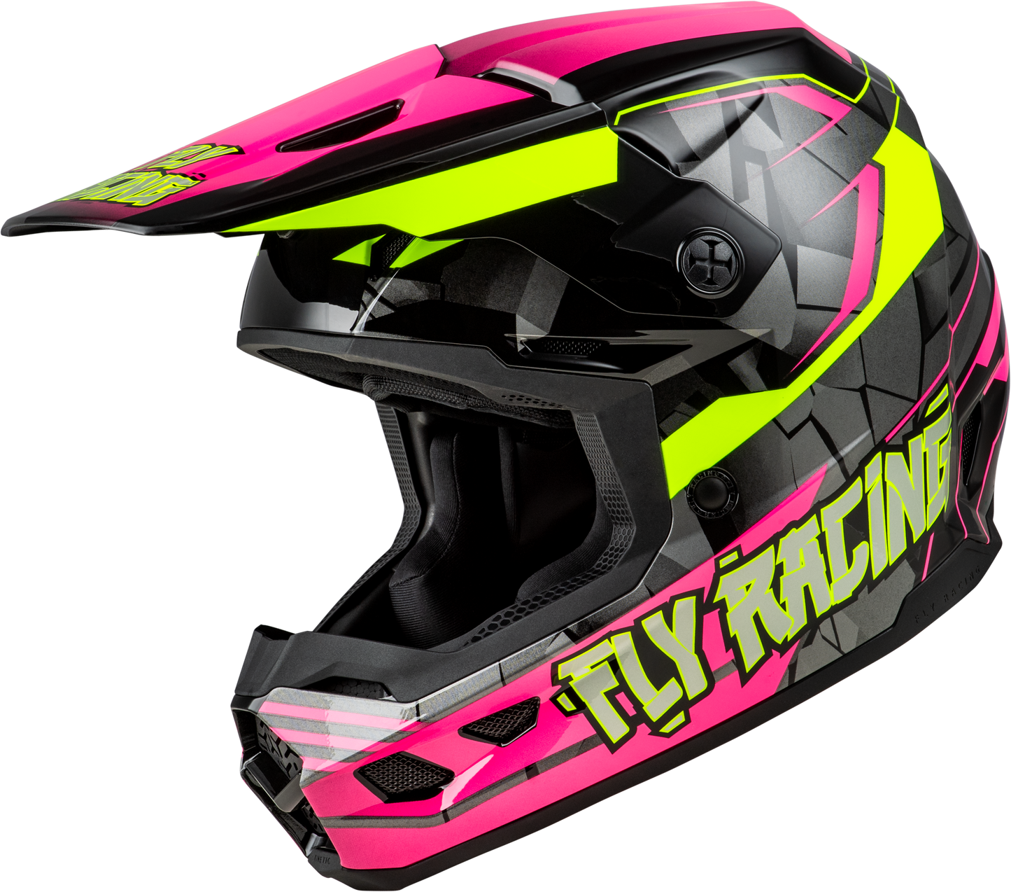 Youth Kinetic Scorched Helmet Neon Pink/Hi Vis/Black Ym