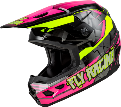fluorescent pink motorcycle helmet Youth Kinetic Scorched Helmet Neon Pink/Hi Vis/Black Ys