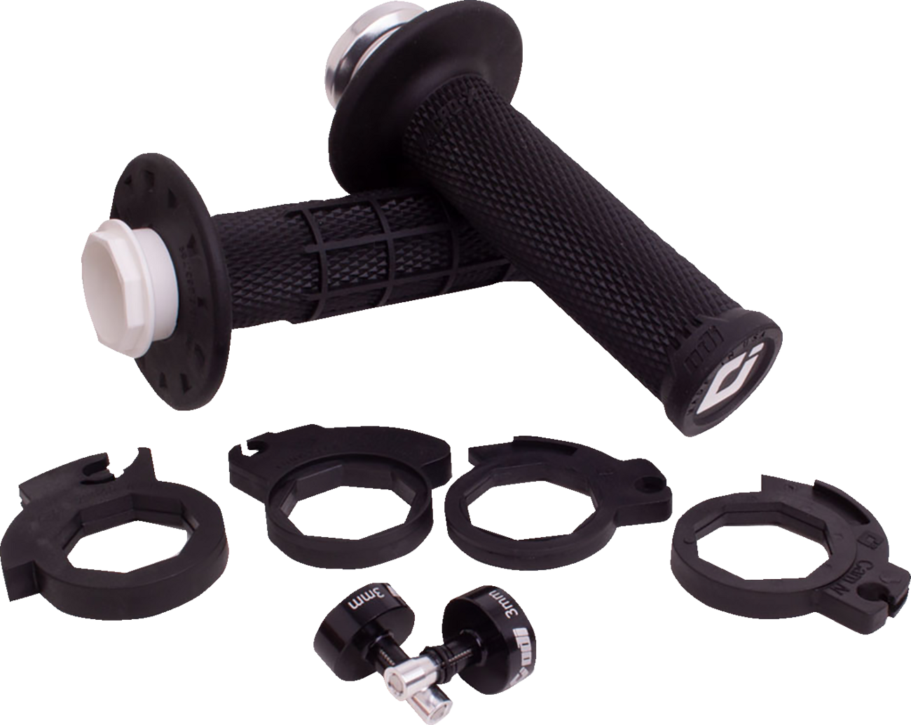 ODI Micro-X Half-Waffle v2 Lock-On Grips - Black/Silver H36MXB