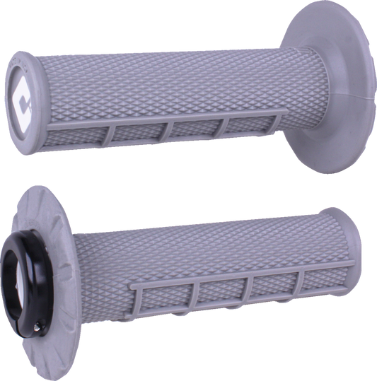 ODI Half Waffle v2.1 Lock-On Grips - ATV/MX - Soft Gray/Black J33HWG-B