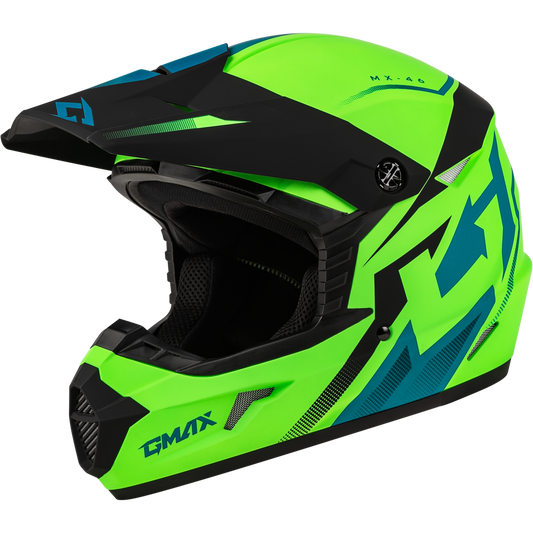 Mx 46 Compound Helmet Matte Hi Vis Green/Blk/Blue Lg