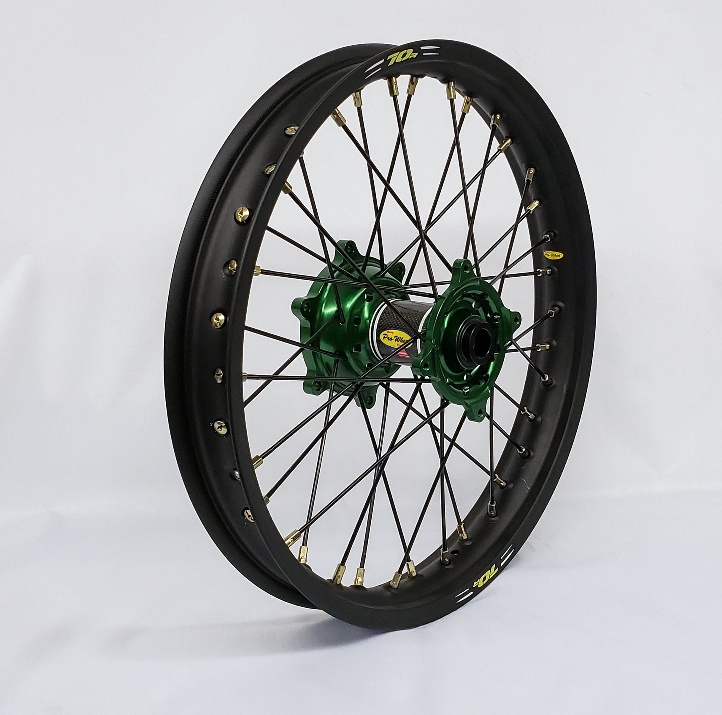 Wheel Rear 2.15x19 Green Hub Blk Rim/Blk Spoke/Gld Nipple