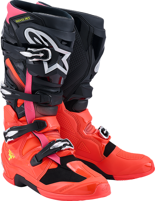 ALPINESTARS Tech 7 Boots - Black/Fluorescent Red/Fluorescent Pink - US 9 / EU 43 2012025-1576-9