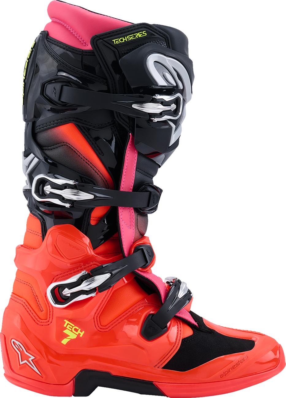 ALPINESTARS Tech 7 Boots - Black/Fluorescent Red/Fluorescent Pink - US 9 / EU 43 2012025-1576-9