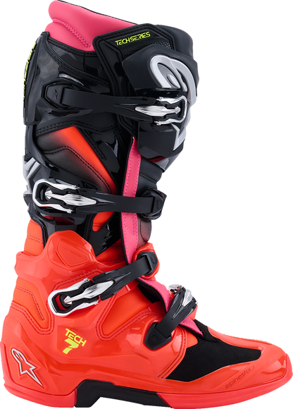 ALPINESTARS Tech 7 Boots - Black/Fluorescent Red/Fluorescent Pink - US 9 / EU 43 2012025-1576-9