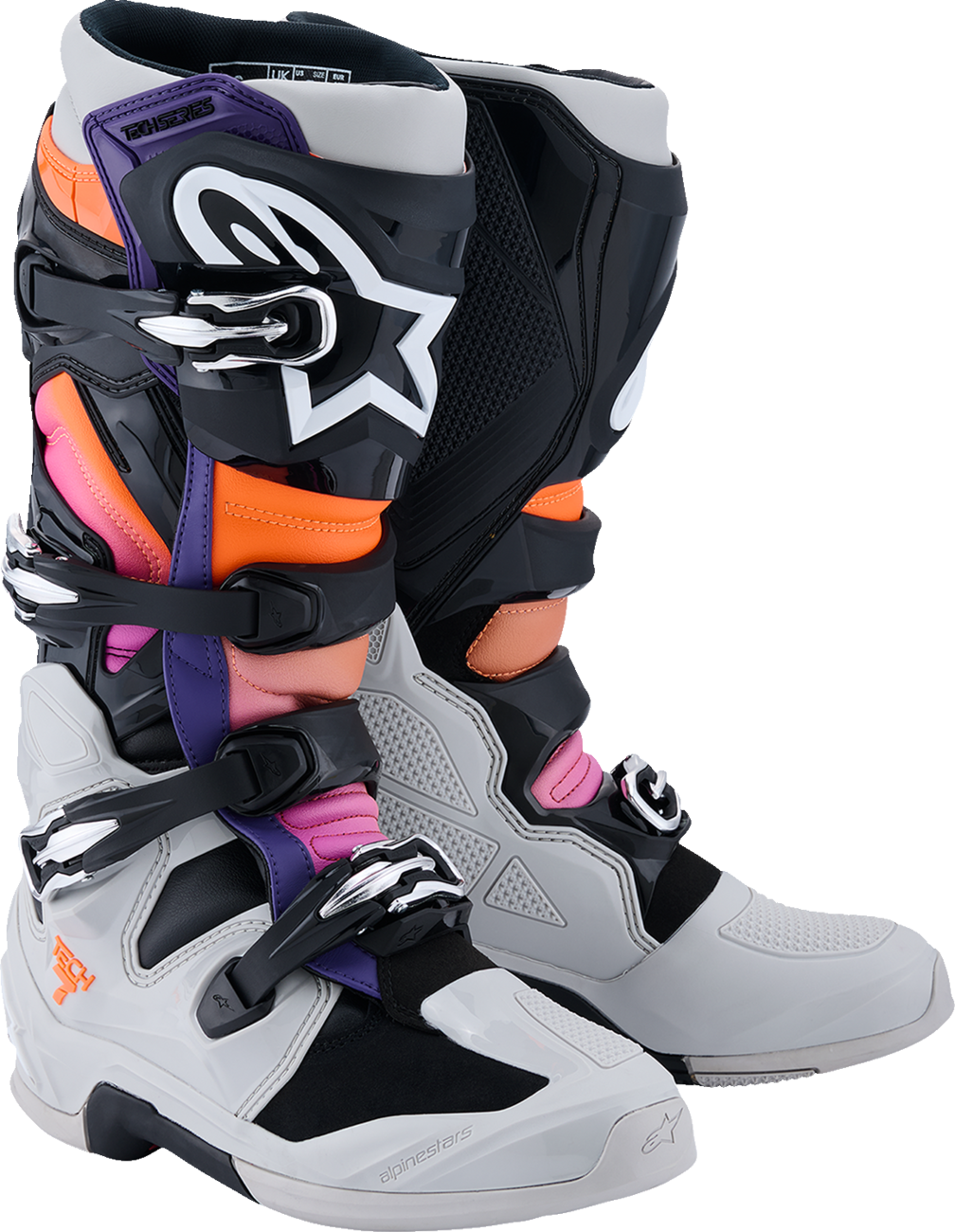 ALPINESTARS Tech 7 Boots - Black/Light Gray/Fluorescent Orange/Magenta - US 11 / EU 45.5 2012025-1594-11