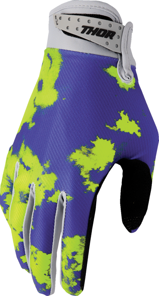 THOR Youth Launchmode Bleach Gloves - Gray/Acid - Medium 3332-1910