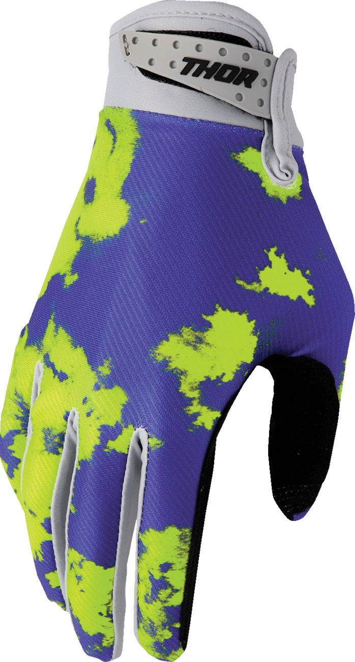 THOR Youth Launchmode Bleach Gloves - Gray/Acid - Small 3332-1909