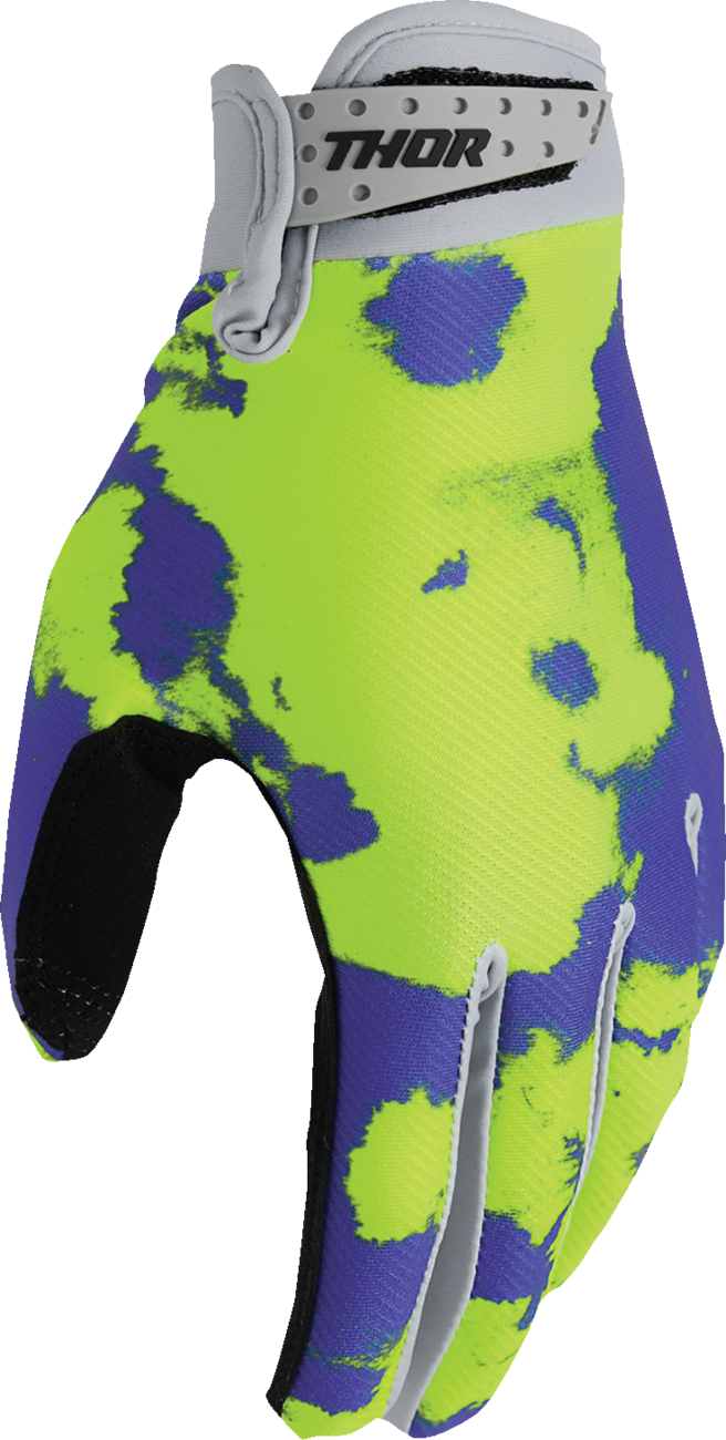 THOR Youth Launchmode Bleach Gloves - Gray/Acid - Large 3332-1911