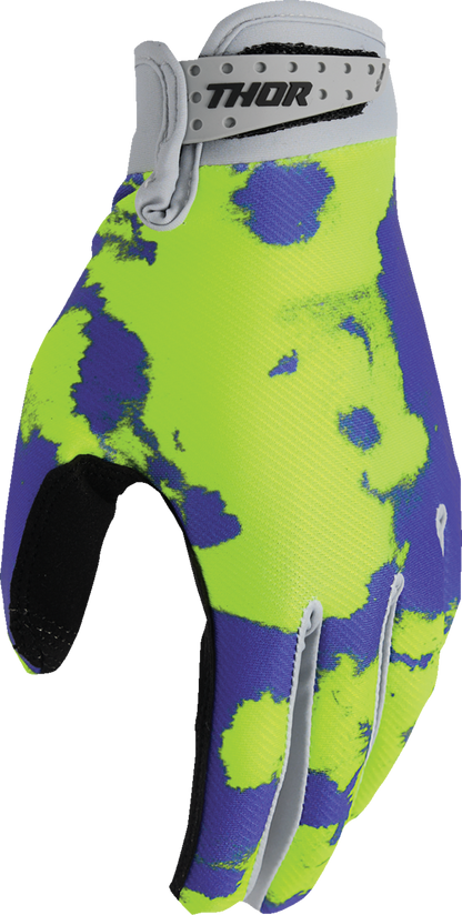 THOR Youth Launchmode Bleach Gloves - Gray/Acid - Large 3332-1911
