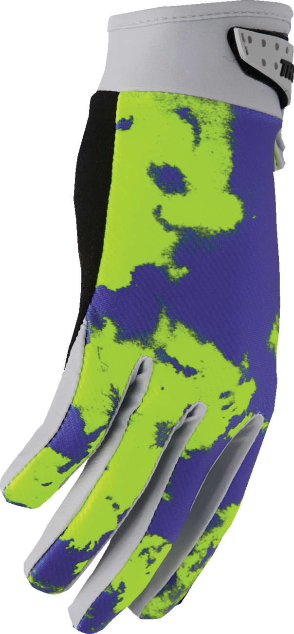 THOR Youth Launchmode Bleach Gloves - Gray/Acid - Large 3332-1911