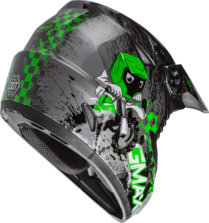 Youth Mx 46y Off Road Anim8 Helmet Dark Silver/Green Ys