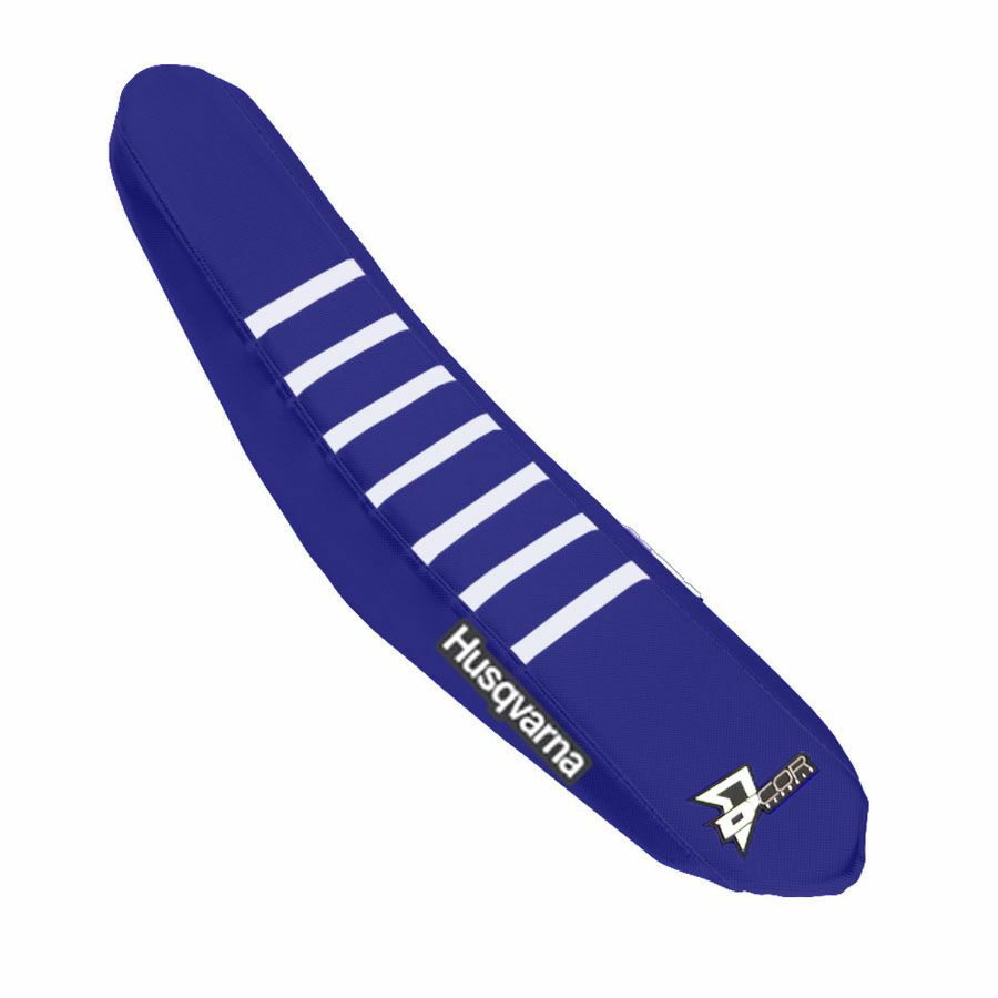 Seat Cover Navy Blue/White Ribs