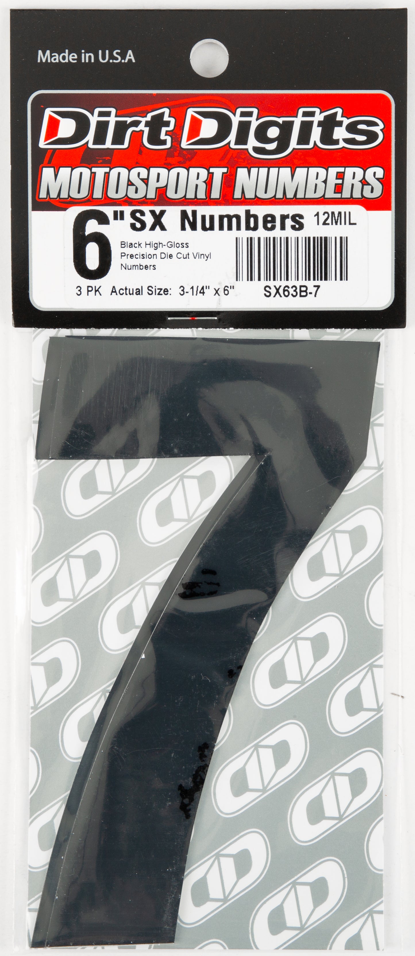 #7 6" Black Super X Digits 3/Pk