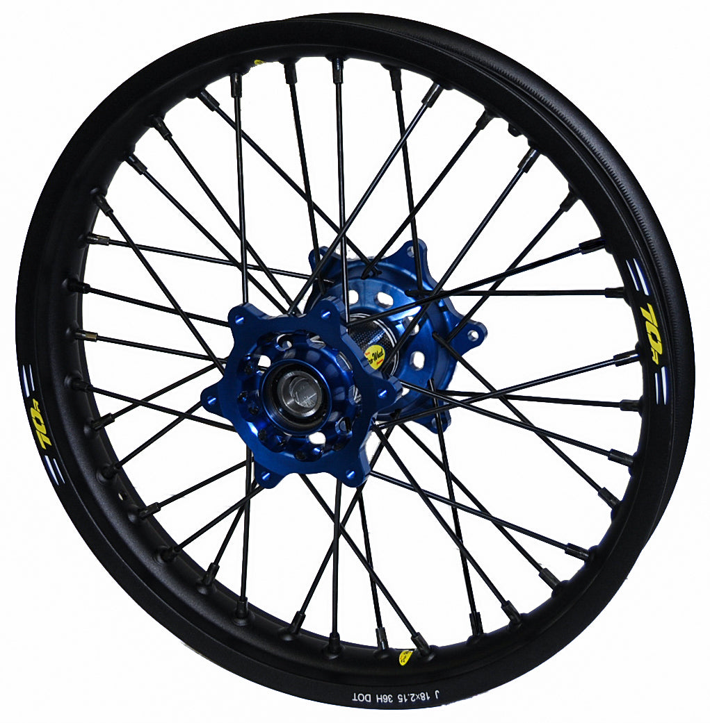 Wheel Rear 2.15x19 Blue Hub Blk Rim/Blk Spoke/Blk Nipple