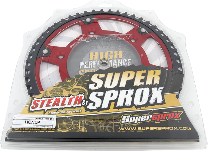 Rear Stealth Sprocket Alu/Stl 51t 520 Red Hon