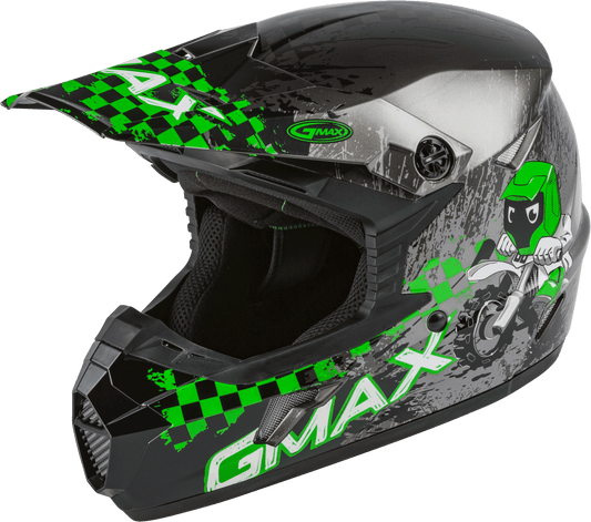 Youth Mx 46y Off Road Anim8 Helmet Dark Silver/Green Ys