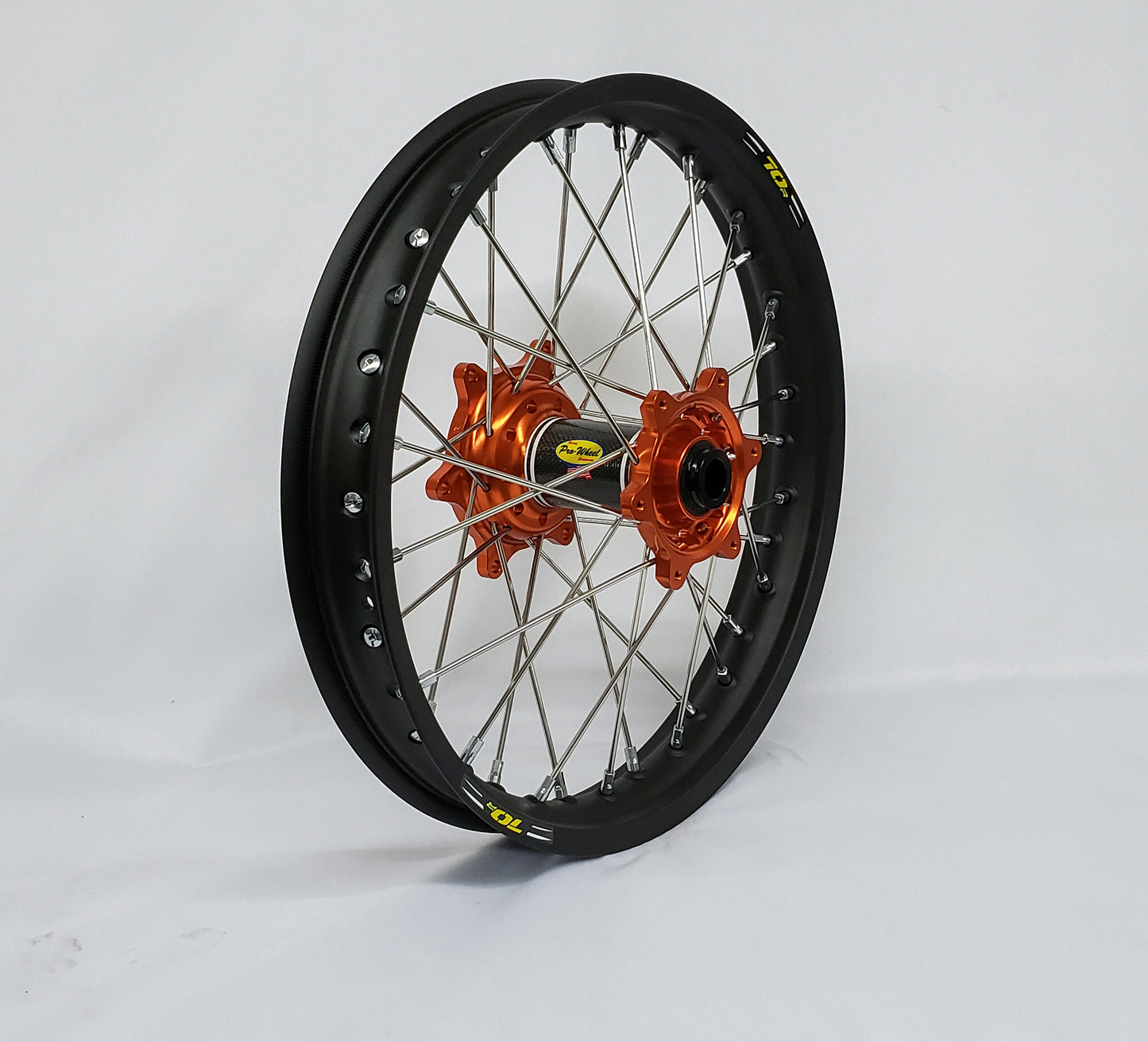 Wheel Rear 2.15x18 Orange Hub Blk Rim/Sil Spoke/Sil Nipple