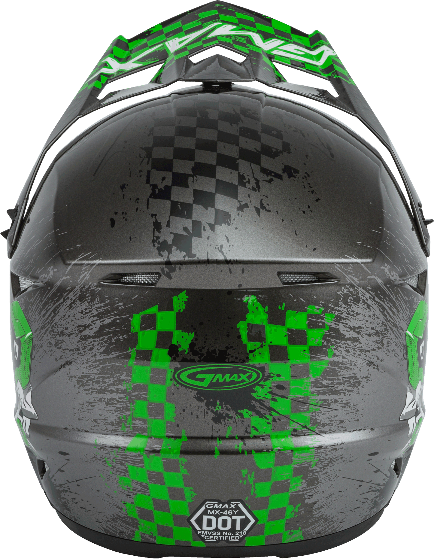 Youth Mx 46y Off Road Anim8 Helmet Dark Silver/Green Ys