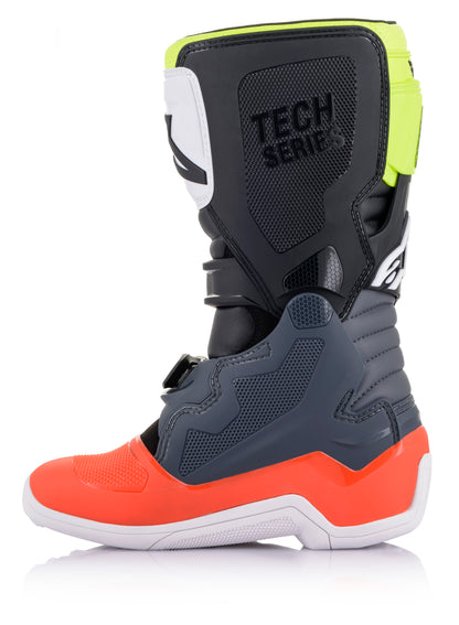Tech 7s Boots Dark Grey/ Red Fluo/Yellow Fluo Sz 02