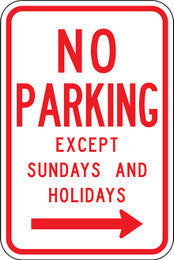 R7-3 No Parking Except Sundays and Holidays