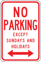 R7-3 No Parking Except Sundays and Holidays