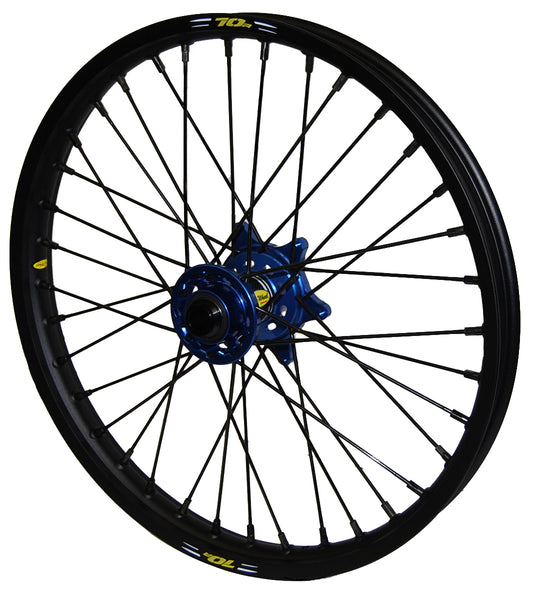 Wheel Front 1.60x21 Blue Hub Blk Rim/Blk Spoke/Blk Nipple