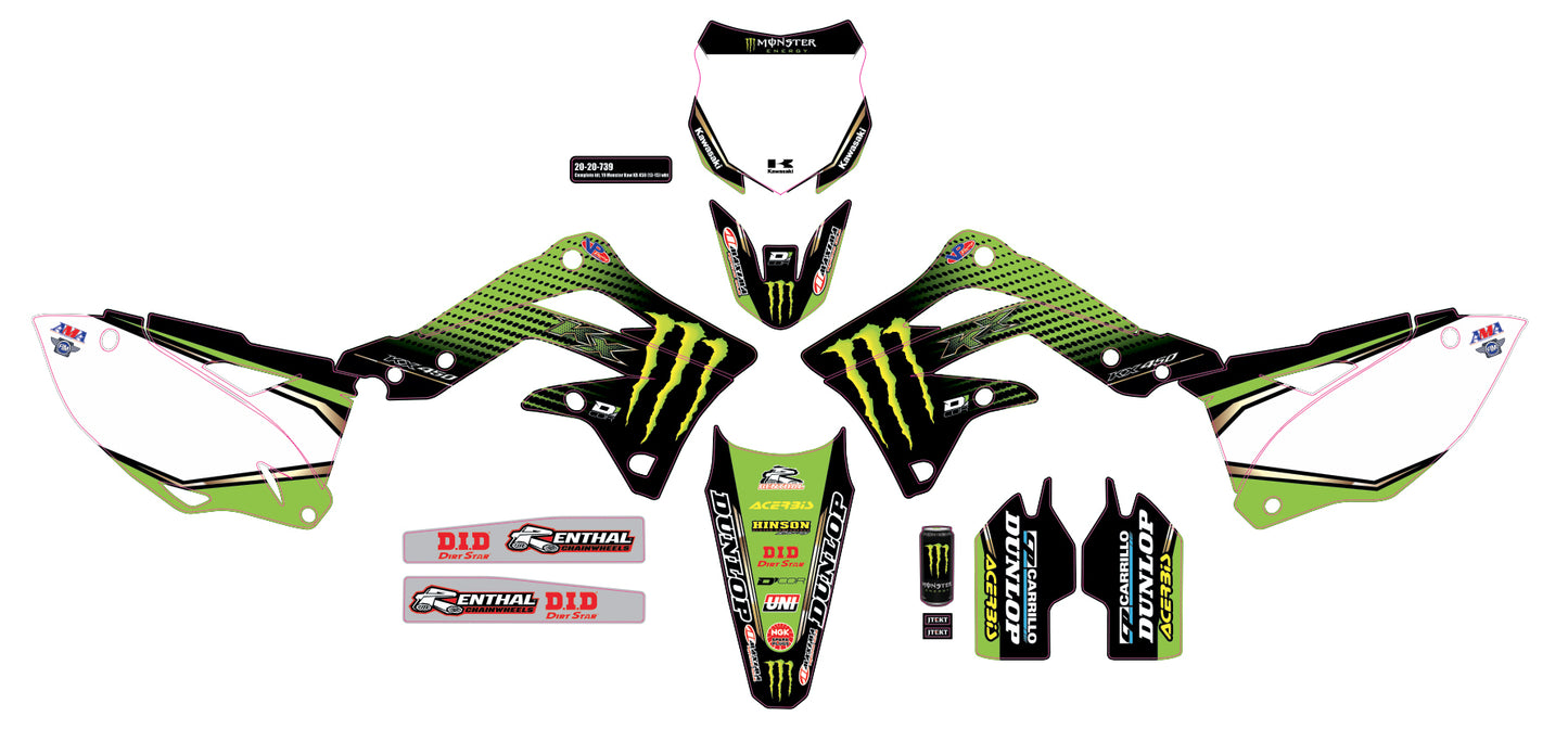 Complete Kit 19 Monster Kaw Kxf 450 White Bg