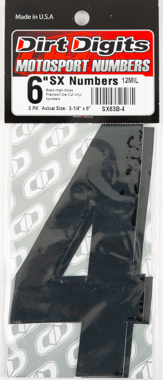 #4 6" Black Super X Digits 3/Pk