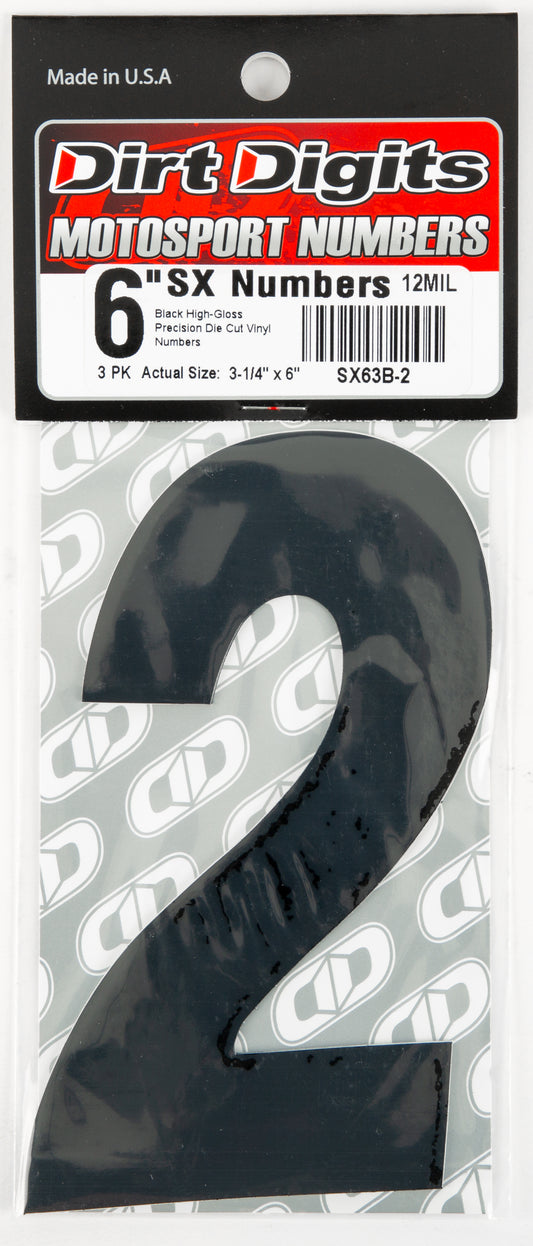 #2 6" Black Super X Digits 3/Pk