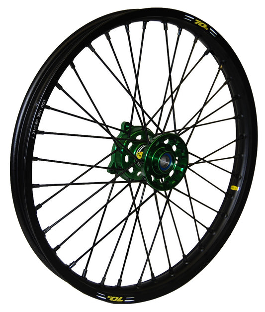 Wheel Front 1.60x21 Green Hub Blk Rim/Blk Spoke/Blk Nipple