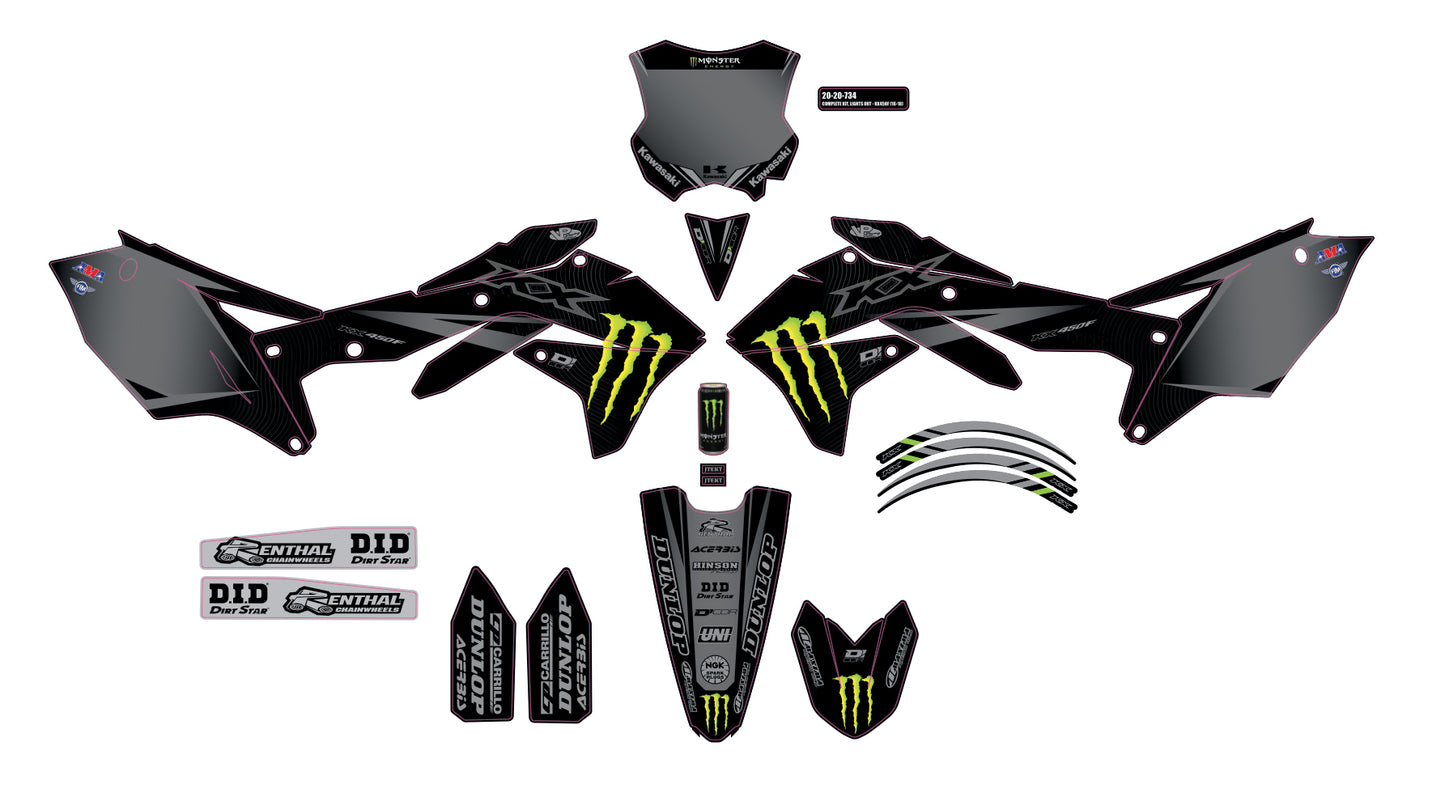 Monster Mek Lights Out Kxf 450 '16 18 Complete Graphic Kit