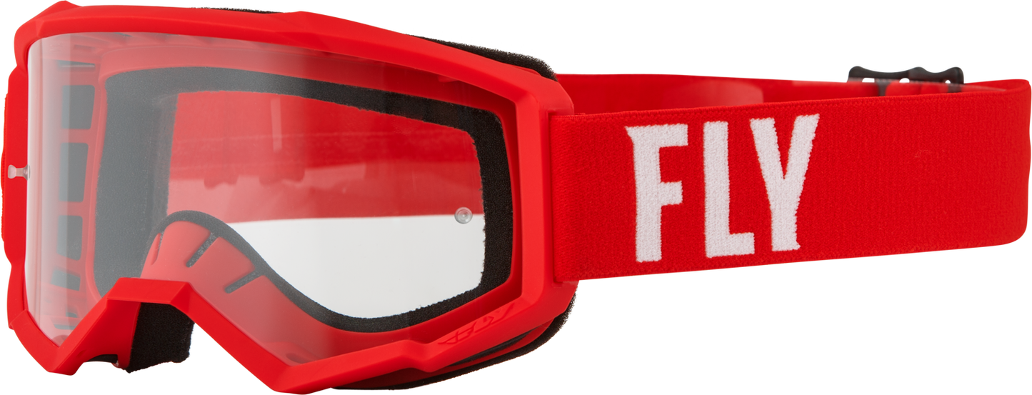 Youth Focus Goggle Red/White W/ Clear Lens